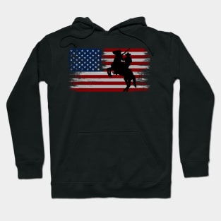 cowboy american flag vintage usa  cowboy Rodeo Roping Horse Riding Hoodie